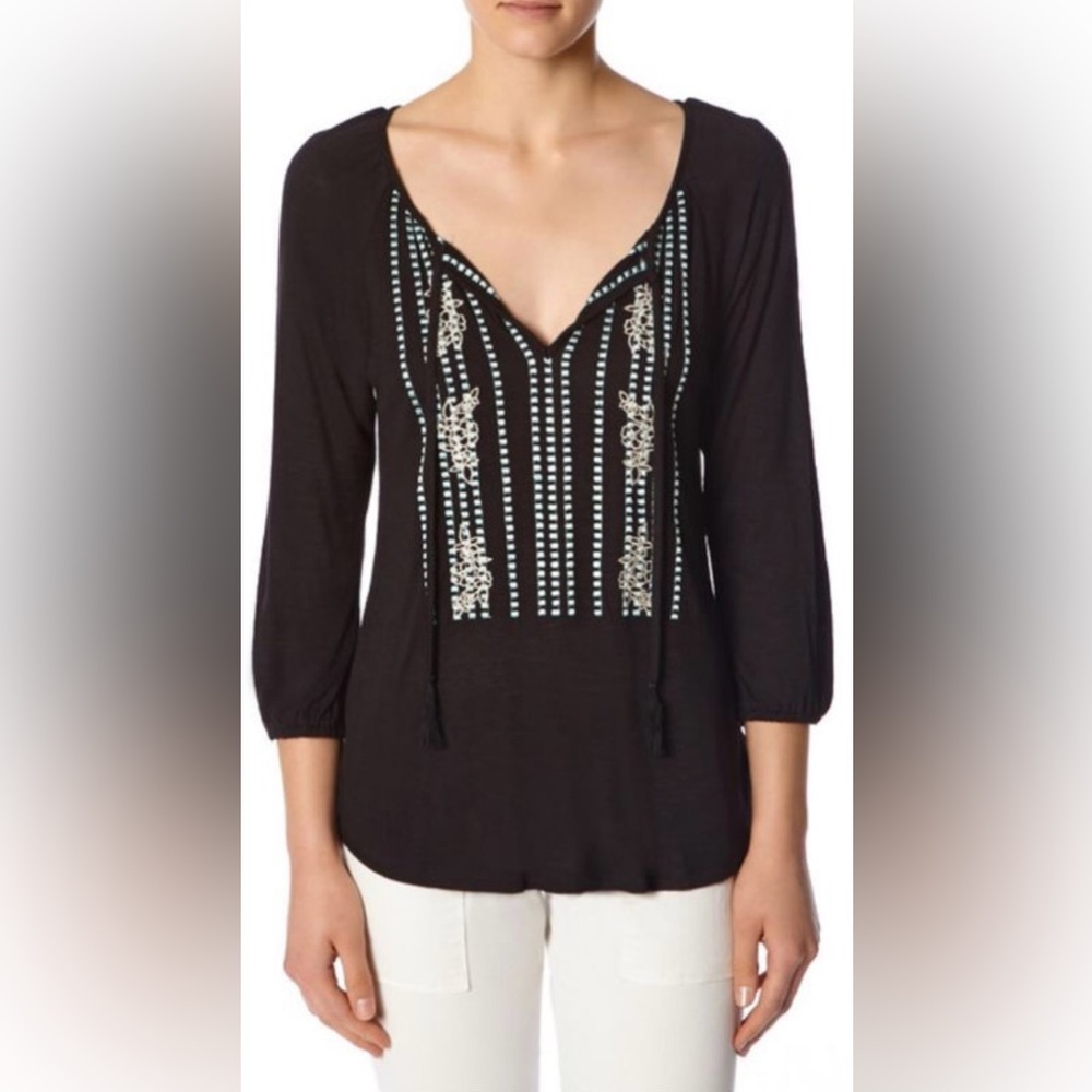 NWT Sanctuary black embroidered 3/4 sleeve blouse small